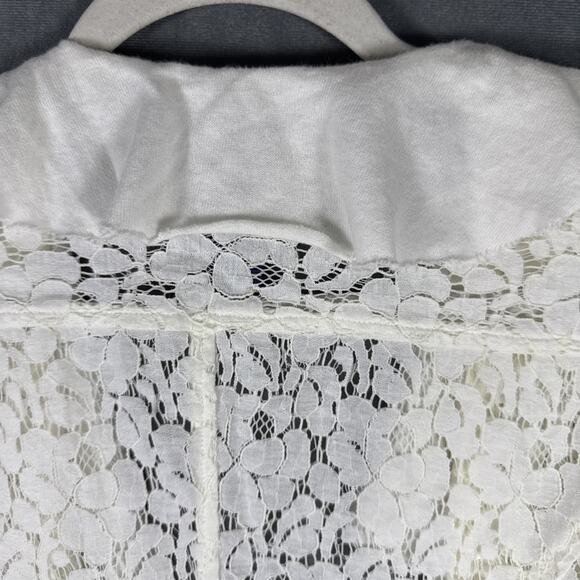 Free People Women's Sz 4 Cream Colored Lace Jacket Open Front Ruffle Boho‎ - Picture 9 of 9